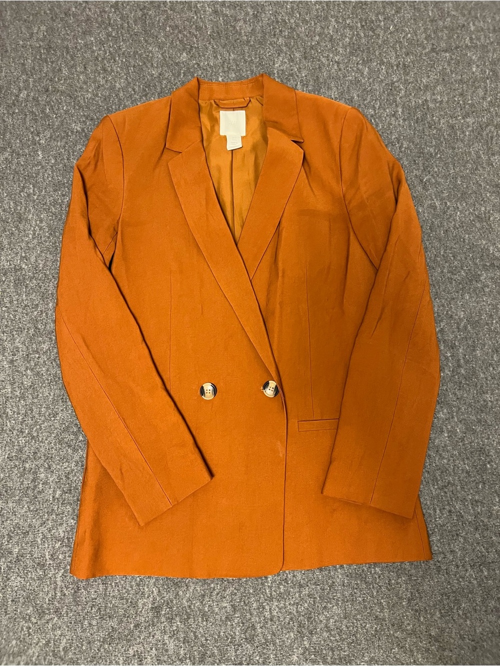 H&M Burnt Orange Double-Breasted Longline Blazer Size 2